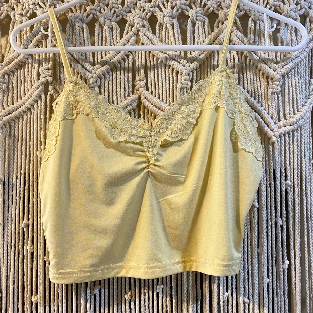 Yellow lounge lingerie crop top